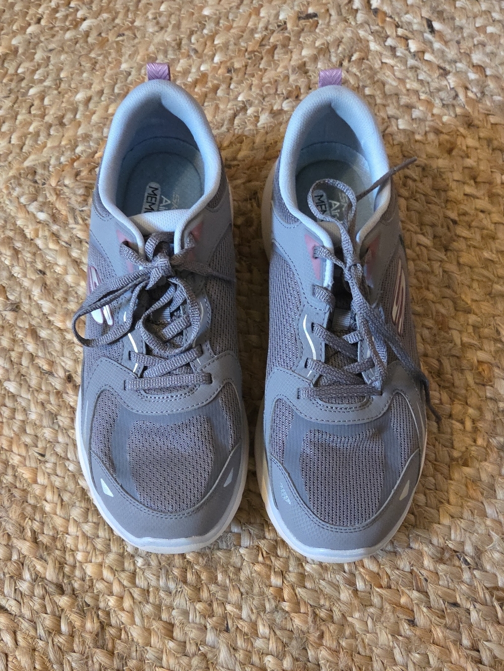 Grey & Pink Memory Foam Air Cooled Flex Lite Athletic Shoes 9